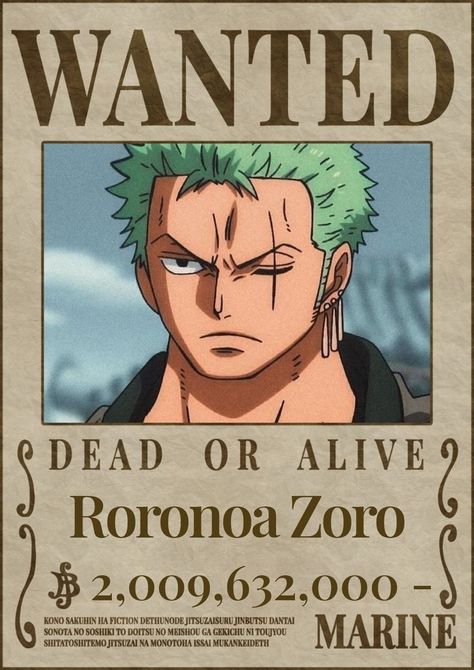 Luffy Wanted Poster Drawing, Zoro Profile Picture, Zoro Art Drawing, Zoro Bounty Poster, Zoro Drawings Sketch, Anime Poster One Piece, Zoro Wanted Poster, Zoro Poster, Zoro Drawing