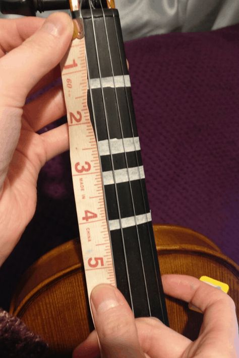 Violin with all fingering tapes and ruler Violin Fingering Chart, Kunci Ukulele, Violin Tutorial, Violin Photography, Violin Teaching, Violin Practice, Violin Songs, Violin Design, Violin Art