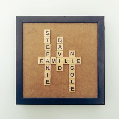 Du suchst nach einem Bild, dass deine Familie widerspiegelt? Wie wäre es mit einem Bild mit den Scrabble Namen der Familie? WIe zeigen dir wie es geht! Wood Upcycling, 4 Kids, Wood, Quick Saves