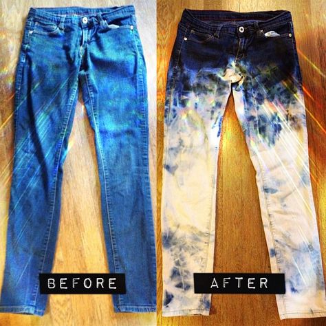 DIY Bleached Jeans & Styling Bleach Jeans, Clothes Upcycling, Upcycle Denim, Jeans Styling, Diy Clothes Accessories, Clothes Hacks, Upcycled Jeans, Dye Jeans, Bleached Jeans