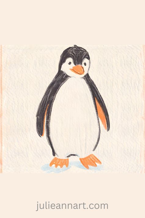 Penguin How To Draw Penguin, Animals Drawings Easy, Drawing Ideas Ipad, Trippy Widgets, Easy Penguin Drawing, Penguins Drawing, Sea Animal Drawing, Draw Penguin, Bird Drawing Ideas