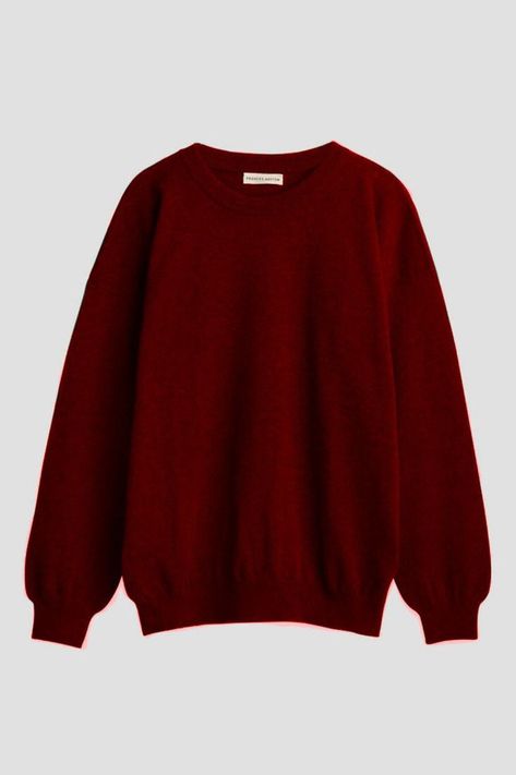 Dark Red Crewneck, H&m Red Sweater, Deep Red Sweater, Dark Red Hoodie Outfit, Dark Red Sweater Outfit, Dark Red Clothes, Burgundy Clothes, Dark Red Sweater, Wine Red Sweater