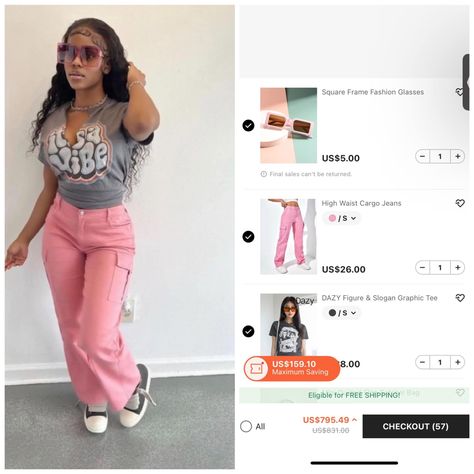 @beYoutiful_143 Shein Outfit Inspo School, Shein Outfit Inspo Baddie, Shein Fits Baddie, Shein Outfits For School, Shein Outfits Black Women, Shein Baddie Outfits, Shein Cart, Shein Back To School, Shein Back To School Outfits