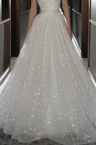 Sparkly Wedding Dress With Pockets, A Line Wedding Dress With Sleeves Sparkle, Glittery Ballgown Wedding Dresses, Unique Sparkly Wedding Dresses, Sparkly Puffy Wedding Dress, Glitter Aline Wedding Dress, Glittery Wedding Dresses A Line, Fairytale Wedding Dress Princesses Sparkle, Sparkling Wedding Dress Glitter