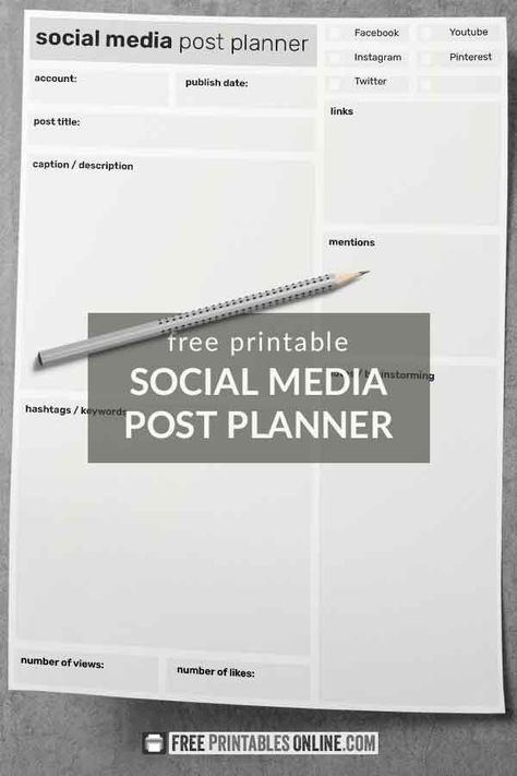 Social Media Post Planner, Business Planner Printables, Social Media Planner Printable, Online Business Planner, Social Media Checklist, Social Media Tracker, Social Media Content Planner, Instagram Planner, Marketing Planner