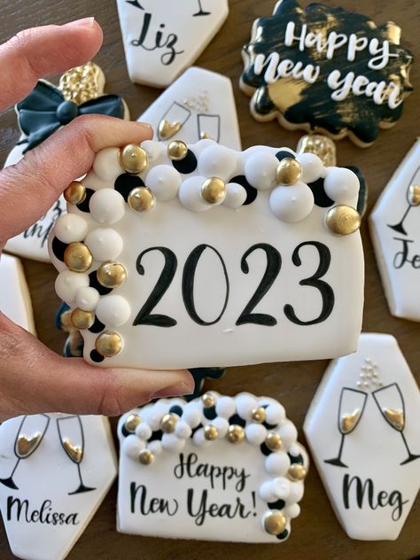 New Years Custom Sugar Cookies New Year’s Eve Cookies Decorated, New Year Cookies Decorated, January Cookies, New Years Cookies Decorated, New Year Sugar Cookies, New Years Sugar Cookies, Nye Cookies, Happy New Year Cookies, 2024 Cookies