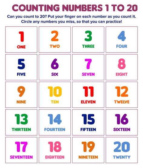 Counting Activities Preschool 1-20, Count To 20 Worksheets, Numbers From 1 To 20 Worksheets, Numbers 10 To 20 Worksheet, Counting 1-20 Worksheets, Number Words Worksheets 1-20, Number 1-20, Numbers 11-20, Counting Numbers 1-20 Activities