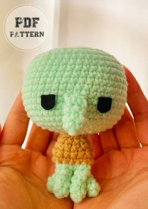 Crochet Squidward Tentacles "SpongeBob" PDF Amigurumi Pattern Crochet Squidward Free Pattern, Crochet Spongebob Pattern Free, Spongebob Crochet Pattern Free, Crochet Squidward, Spongebob Crochet, Crochet Spongebob, Crochet Sponge, Cute Figures, Crochet Queen