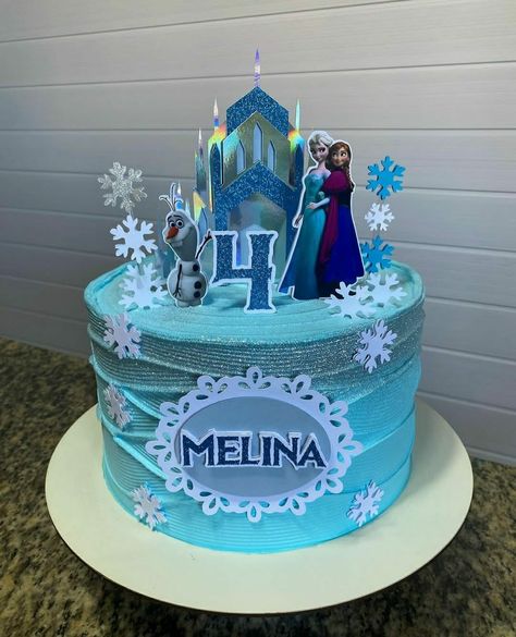 Pastel Frozen, Bolo Frozen, Frozen Theme, Frozen Cake, Balloon Decorations Party, Frozen Birthday, 4th Birthday