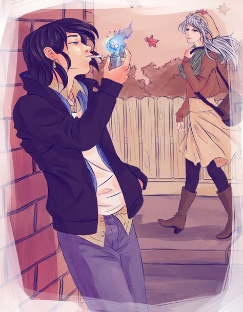 Howl And Sophie Book Fan Art, Howls Moving Castle Book Fan Art, Sophie Calcifer, Castle Modern, Howl Sophie, Howl Jenkins, Sophie Hatter, Howls Moving Castle Art, Howl Pendragon