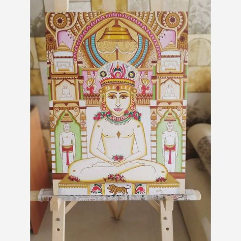 Mahavir Swami (24th Tirthankar of Jainism) Size : 18 x 24' inches Medium : Oil Painting on canvas Mahavir Swami Painting, Mahavir Swami, Painting On Small Canvas, Sketches Pencil, Small Canvas, Oil Painting On Canvas, Painting On Canvas, Art Sketches, High Chair