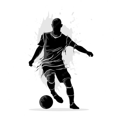 Premium Vector | Soccer player dribbling the ball. abstract silhouette vector illustration Soccer Vector Illustration, Dribbling Football, Soccer Logo Design Ideas, Futsal Wallpaper, Poster Futsal, Football Illustration Design, Logo Futsal, Sports Silhouettes, Logo Bola