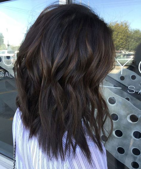 Balayage Black Hair Subtle - Dark Brown Highlights on Black Hair Balayage - Balayage for Black Hair Dark Chocolate Hair Color, Dark Brown Hair Balayage, Dark Chocolate Hair, Black Hair Balayage, Chocolate Hair, Black Hair With Highlights, Brown Hair Balayage, Balayage Brunette, Hair Brown