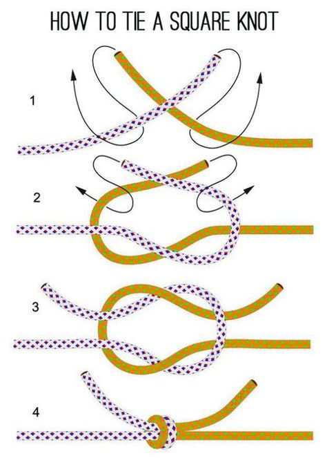 Tie A Square Knot, How To Tie A Knot, Diy Survival, Pola Macrame, Survival Knots, Knots Guide, Gelang Manik-manik, Knots Diy, Accessory Jewelry