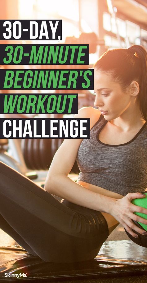 30-Day, 30-Minute Beginner’s Workout Challenge Workout Challenge Beginner, Easy Workouts For Beginners, Beginners Workout, 30 Day Fitness, 30 Minute Workout, Simple Health, 30 Day Workout Challenge, Fitness Challenge, Workout Schedule