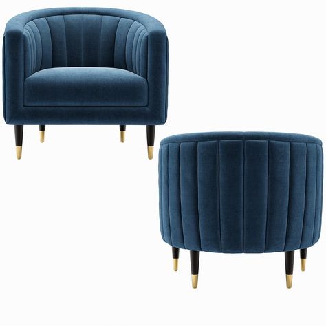 Fluted Velvet Occasional Chair - 3D Model for VRay, Corona Tub Chairs Ideas, Single Chair Design, Bed Room Chair, Sofa Chair Design, Modern Living Room Sofa Set, Bedroom Chair Ideas, Velvet Occasional Chair, Green Sofa Living Room, Sofa Couch Design