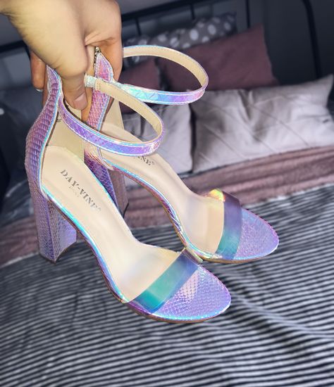 Iridescent Heels, 2024 Plan, Holographic Heels, 11 Birthday, Kids Heels, Dance Black, Prom 2023, Prom 2024, Birthday List