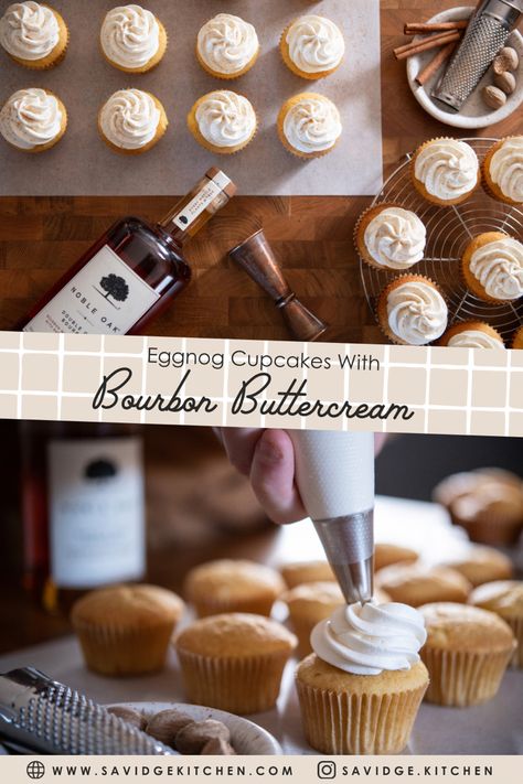 I swear to god, I don’t bake. But the bourbon keeps insisting that it should be in desert… who am I to deny the bourbon what it wants? The bourbon buttercream frosting is really where it’s at in this recipe. I think it would be wonderful on all kinds of cupcakes, but ‘tis, the season, so eggnog it is! Go to savidgekitchen.com for the full recipe and get baking! Boozy Buttercream Frosting, Bourbon Buttercream Frosting, Bourbon Whipped Cream Recipe, Chocolate Combinations, Bourbon Cream Cheese Frosting, Bourbon Frosting, Eggnog Pound Cake Recipe, Bourbon Buttercream, Eggnog Pound Cake