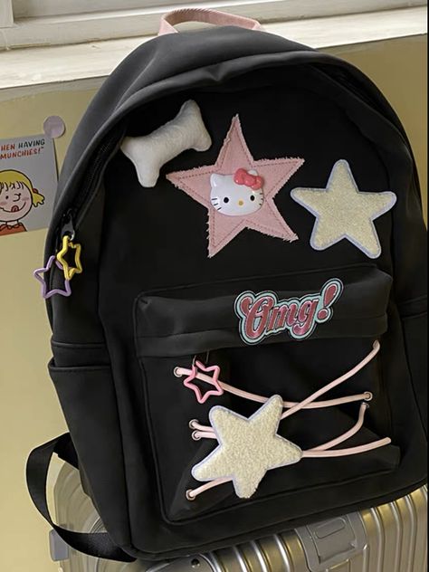 hello kitty alt stargirl Hello Kitty School Bag, Hello Kitty School, Stylish School Bags, Hello Kitty Bag, Back To School Backpacks, Backpack Decoration, Cute School Supplies, Hello Kitty Items, Middle School Student