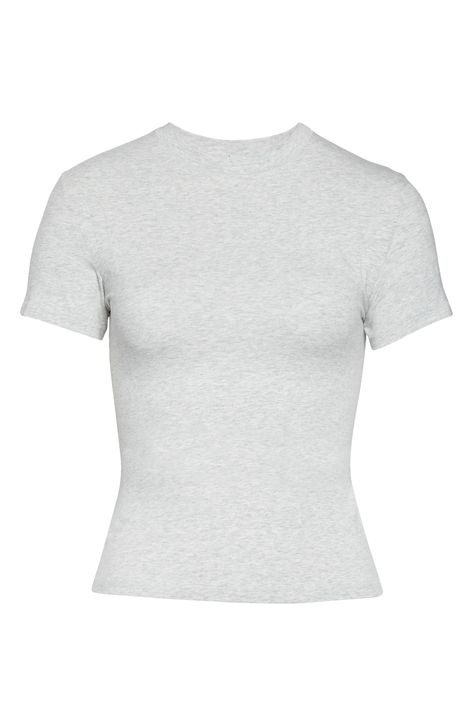 A tried-and-true classic, this fitted tee made from stretch-cotton jersey is from Kim Kardashian West's highly sought-out SKIMS. Style Name:Skims Stretch Cotton Tee (Regular & Plus Size). Style Number: 6194916. Skims Jersey Tee, Aritzia Clothes, Grey Shirt Outfit, Grey T Shirts, 6th Form Outfits, Fitted T Shirt, Grey Tshirt, Grey T Shirt, Fitted Tee