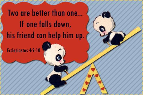 ECCLESIASTES 4:9-10 Toddler Bible Lessons, Ecclesiastes 4:9-10, Free Christian Printables, Two Are Better Than One, Scriptures For Kids, Toddler Bible, Two Is Better Than One, Bible Verses For Kids, Bible Printables