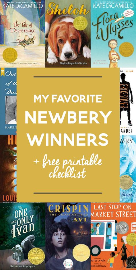 My Favorite Newbery Winners + Free Printable List! These books are amazing! Kids will love reading all these books. Check them out today and surprise your kids with a couple fun new books to read this summer. #books #booklist #freeprintable #newberrywinners #booksforkids Disturbing Books, Free Verse Poetry, Nick Names For Boys, Plot Lines, Beautiful Writing, Middle School Language Arts, Writing Style, High School Classroom, Printable Checklist