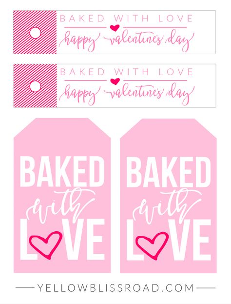 Free printable Baked with Love Tags pink Baked With Love, Foto Transfer, Free Printable Cards, Gift Drawing, Friends Diy, Valentines Printables Free, Valentine Tags, Valentines Day Treats, Super Gifts