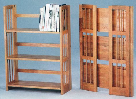 Folding Bookshelf. Read about types of bookshelves in our article http://finoak.com/articles/bookshelves-bookcases-designs Folding Bookshelf, Collapsible Shelves, Bookcase Plans, Foldable Furniture, Craft Booth Displays, Bookcase Design, Furniture Details Design, Flat Pack Furniture, Bookshelf Design