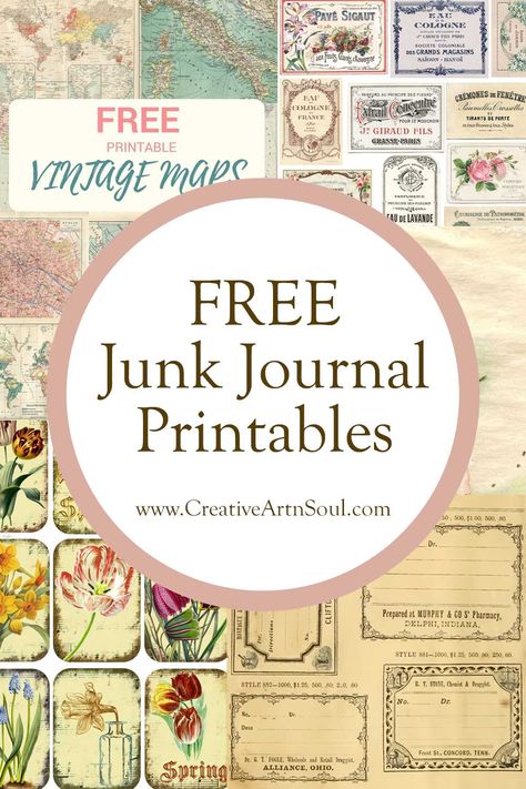 Find an ever-growing list of links to free junk journal printables just waiting for you to download and use in your own journals. Free Junk Journal Printables, Free Junk Journal, Journal Printables Free, Junk Journal Printables, Kertas Vintage, Scrapbook Printables Free, Free Vintage Printables, Diy Journal Books, Free Printable Art