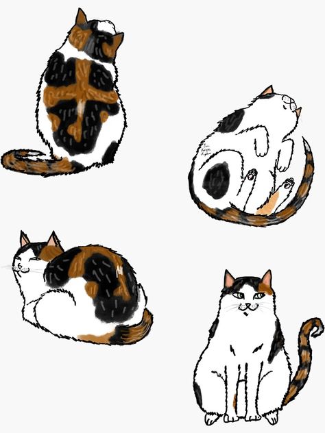 "Leeloo, the calico kitty!" Sticker for Sale by HostofNightmare Calico Illustration, Calico Cat Illustration, Calico Cat Art, Lovely Cat, Cat Artwork, Calico Cat, Dog Mat, Cat Stickers, Cat Illustration