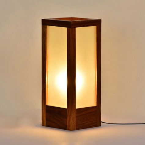 10 Inch Modern Frosted Glass #Lamp In Sheesham Wood Modern Wood Floor Lamp, Frosted Lamp, Rectangular Lamp, Bedside Lamp Modern, Wooden Living Room, Wooden Table Lamp, Glass Table Lamps, Wooden Table Lamps, Wood Floor Lamp