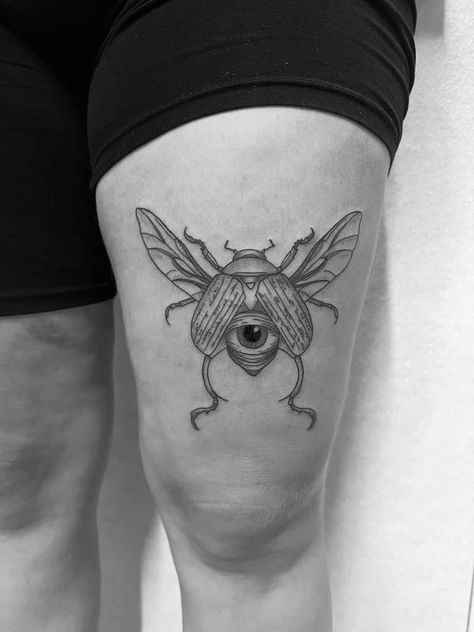 #insects #tattoo #beetle Eye Tattoo On Leg, Beatle Tattoo Design, Beatle Tattoo, Tattoo Beetle, Insects Tattoo, Tattoo On Leg, Beetle Bug, Piercing Ideas, Eye Tattoo