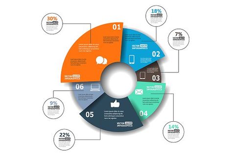 Modern paper infographics by L_amica on @creativemarket Pie Chart Design Creative, Pie Chart Template, Pie Graph, Chart Infographic, Infographic Powerpoint, Data Visualisation, Infographic Design Template, Annual Reports, Web Banners