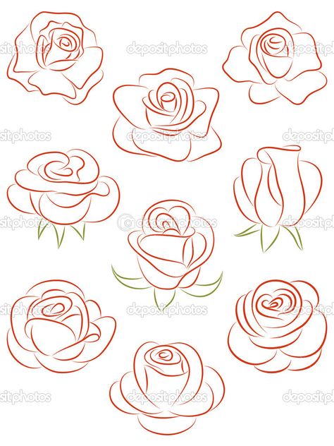 Ako Kresliť, Roses Vector, Desain Quilling, Siluete Umane, Kraf Diy, Rose Drawing, Roses Drawing, Pola Sulam, Drawing Tutorials