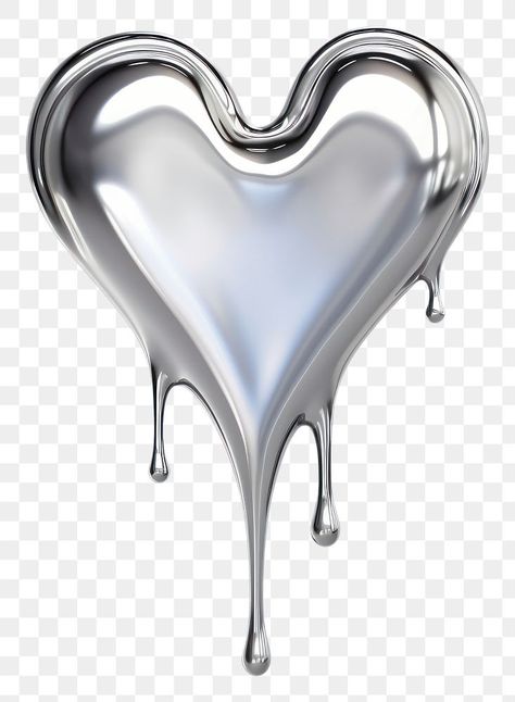 Heart Dripping, Metallic Objects, Chrome Elements, Metallic Object, Png Heart, Graphic Shapes Design, Graphic Design Images, Metal Tattoo, Heart Png