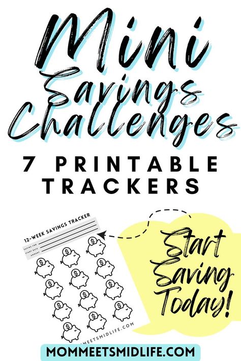 FREE Mini Savings Challenges Printable Trackers Savings Challenge Ideas, Financial Challenge, Mini Savings Challenge, Financial Habits, Challenge Ideas, Tracker Free, Savings Challenges, Saving Challenge, Money Challenge