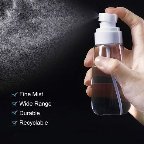 3.4 oz Fine Mist Spray Bottle Refillable Plastic Cosmetic Makeup Sprayer Moisturizer for Hair/Skincare Lotion Features: -- This small travel spray bottle is made of high quality PETG plastic which is Environmental friendly and durable, BAP free, no odor, refillable and reusable, a wonderful perfume spray bottle suitable for outdoor and travel use. -- Leakproof Convenient Spray bottle with fine mist spray function Just enjoy the fun when softly squeezing the spray top and feeling the mist or other cosmetics sprayed from the vial. ------------------------------------------------------------------------------------------------------------------------------ (1) 3.4oz Spray Bottle Unique Gorgeous Classy Design  NOTE Essential oils are not included ----------------------------------------------- Moisturizer For Hair, Essential Oil Cologne, Skincare Lotion, Mist Spray Bottle, Perfume Spray Bottle, Essential Oil Mist, Floral Essential Oils, Fine Mist Spray Bottle, Essential Oil Spray