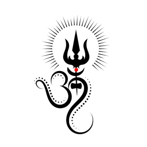 Om symbol logo with trishul | Premium Vector #Freepik #vector #shiv #mahadev #shiva #lord-shiva Mahadev Symbol, Mahadev Logo, Shiva Silhouette, Shiva Logo, Hindu Logo, Om Drawing, Shiva Symbol, Om Painting, Om Logo