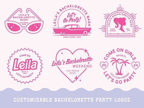 Barbie Bachelorette Party, Bachelorette Logo, Barbie Bachelorette, Bach Bash, Custom Barbie, Party Logo, Projets Cricut, Barbie Theme, Pressed Paper