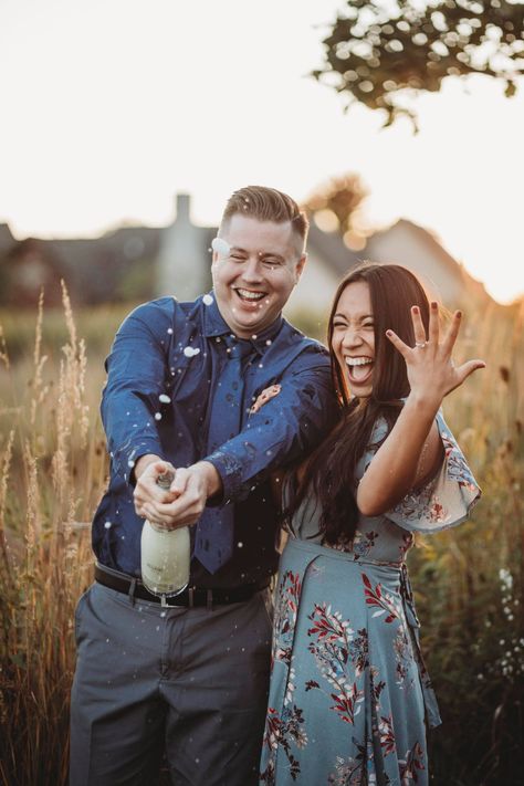 Champagne Photoshoot//13 Tips to Maximize the Pop - samanthamitchellphotos.com Couple Photoshoot With Champagne, Proposal Champagne Photos, Champagne Toast Photoshoot, Champagne Pictures Photography, Engagment Photo Champagne, Fun Engagement Photos Champagne, Engagement Photos With Champagne Bottle, Pop Champagne Engagement Pictures, Champagne Picnic Photoshoot