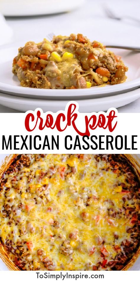 Potluck Mexican Dishes, Crockpot Mexican Casserole, Casserole Crockpot Recipes, Crockpot Mexican, Crockpot Recipes Mexican, Easy Mexican Casserole, Ground Beef Recipes Mexican, Mexican Casserole Recipe, Slow Cooker Casserole