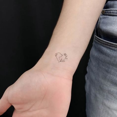 Dogs Love Flowers Temporary Tattoo set of 3 - Etsy Wrist Dog Tattoos For Women, Dog Themed Tattoos, Dog With Flowers Tattoo, Matching Dog Tattoos, Mini Dog Tattoo, Flower Dog Tattoo, Dog And Flower Tattoo, Tattoo Dog Minimalist, Dog Minimalist Tattoo