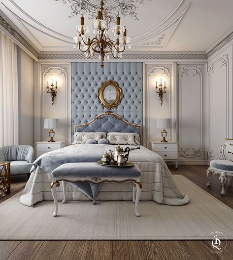 Classic Bedroom Design Luxury, Classical Bedroom, Classic Bedroom Design, Modern Classic Interior, Luxury Mansions Interior, Classical Interior, Bed Design Modern, Luxury House Interior Design, Dekorasi Kamar Tidur