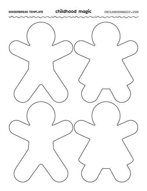 Gingerbread Man Template - Free Printable - Childhood Magic Gingerbread Man Printable, Gingerbread Man Preschool, Gingerbread House Template Printable, Gingerbread Man Free, Gingerbread Man Template, Christmas Bingo Printable, Gingerbread Man Crafts, Gingerbread Man Activities, Gingerbread House Template