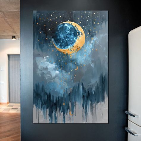 Trippy Clouds Painting, Celestial Painting Ideas, Painting Idea On Canvas, Moon Canvas Painting, Sacred Geometry Art Mandalas, Abstract Clouds, Abstract Art Projects, Abstract Painting Diy, Moon Galaxy