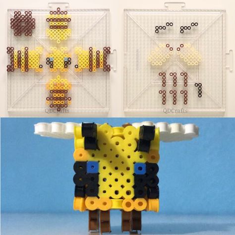 Minecraft Bee Perler Bead Pattern, 3d Perler Bead Bee, 3d Minecraft Bee, Minecraft Bee Perler Beads, Pyssla Ideas 3d, Perler Beads Ideas 3d, Perler Beads Designs Pattern, 3d Perler Bead Patterns, 3d Pixel Art