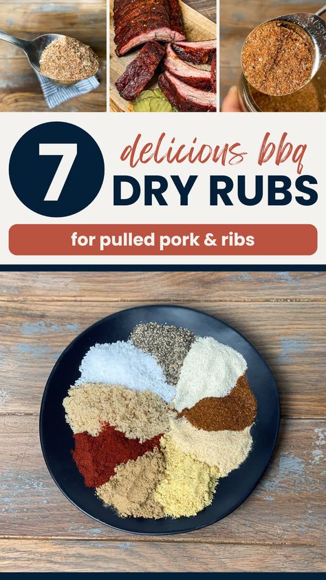 Ready to start experimenting with some new flavors? We have a great list of seven dry rub recipes for pulled pork and ribs to get you started. Bbq Dry Rub Recipes Pulled Pork, Spice Rub For Pork Ribs, Smoked Pulled Pork Rub Recipe, Smoked Rib Rub, Pork Ribs Dry Rub Recipes, Pork Rub Recipe Dry, Rib Rub Recipe Dry, Smoked Pork Shoulder Rub, Pulled Pork Dry Rub Recipe