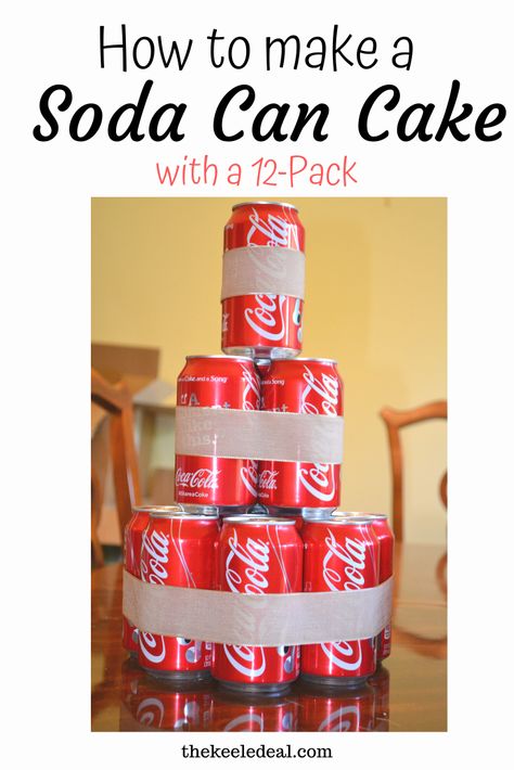 How to make a Soda Can Cake with a 12-pack. This fun Soda can cake is a great center piece for a party, fun for a buffet table and a unique gift! Soda Can Cake, Soda Can Cakes, Pepsi Cake, Beer Cake Tower, Dip For Beer Bread, Beer Can Cakes, Unique Drinks, Coke Cake, Easy Gifts To Make