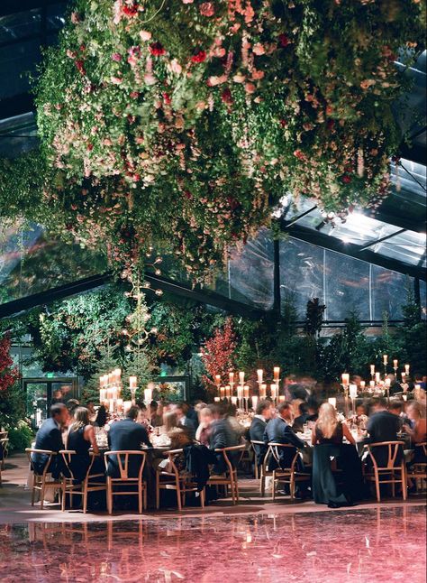 Pink Neutral Wedding, Plants From Ceiling, Monochromatic Flowers, Wedding Design Board, Floral Ceiling, Glass House Wedding, Vacation Movie, Flower Ceiling, Wedding Plants