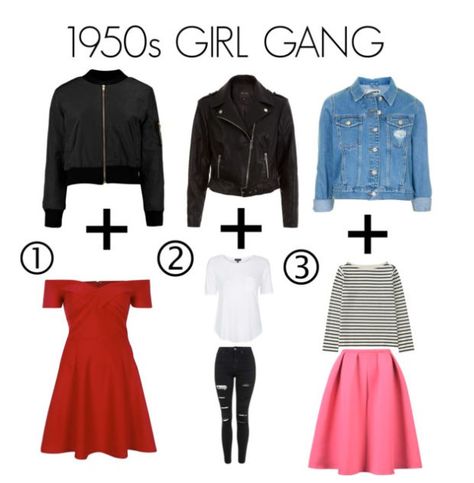 How to Get 1950s Girl Gang Style 50s Day Spirit Week Girl, Throw Back Outfits Spirit Week, 50s Outfits Spirit Week, 50s Biker, Girl Greaser Outfit, Sock Hop Outfits, Throwback Thursday Outfits, Decades Outfits, Greaser Outfit